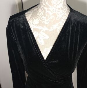 Black Faux Velvet  Dress
